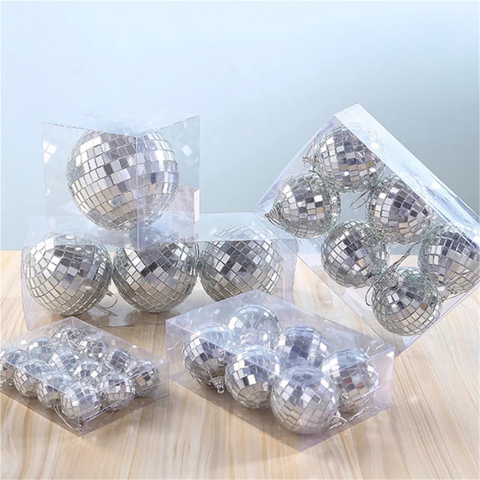 Dekoracja imprezowa lustrzanej kuli dyskotekowej, Disco Kula Lustrzana Srebrna 3-6cm 6 szt(6pcs Balls 6cm)