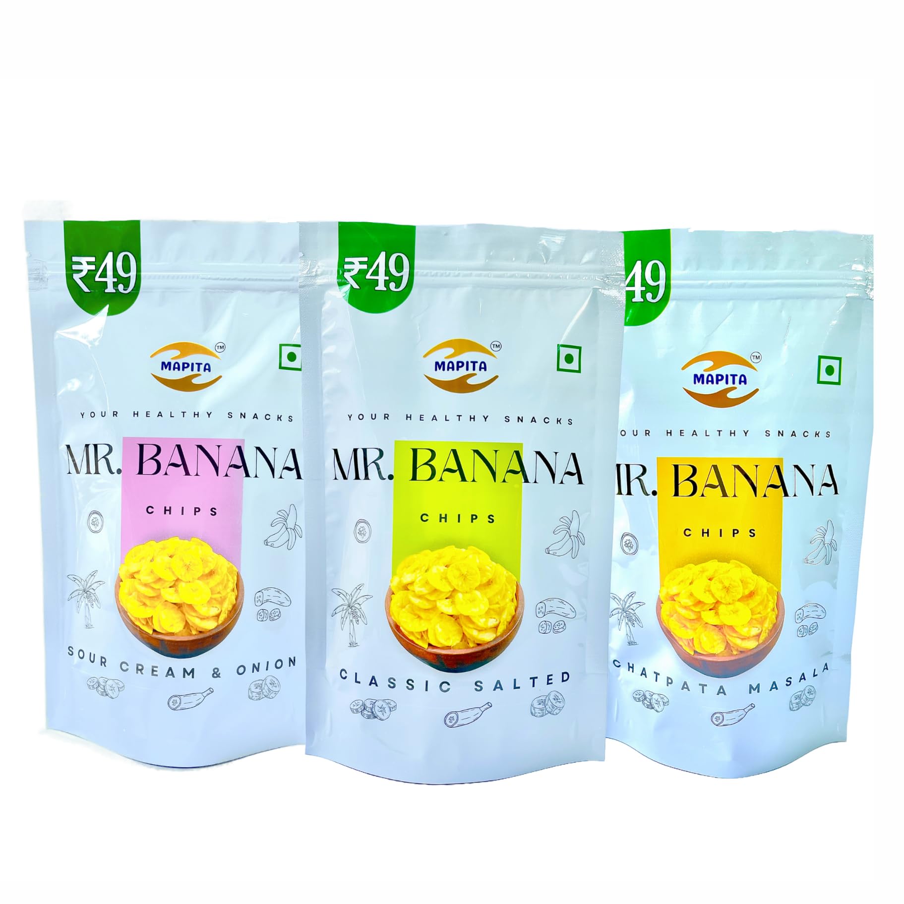 Mr.Banana Chips by Mapita Production I Made In Assam I Pack Of 3 Combo, Each of Classic Salted, Chatpata Masala, Sour Cream And Onion (3X80g) I Assam Banana Chips I (B0CM26L765) Amazon Price History, Amazon Price Tracker