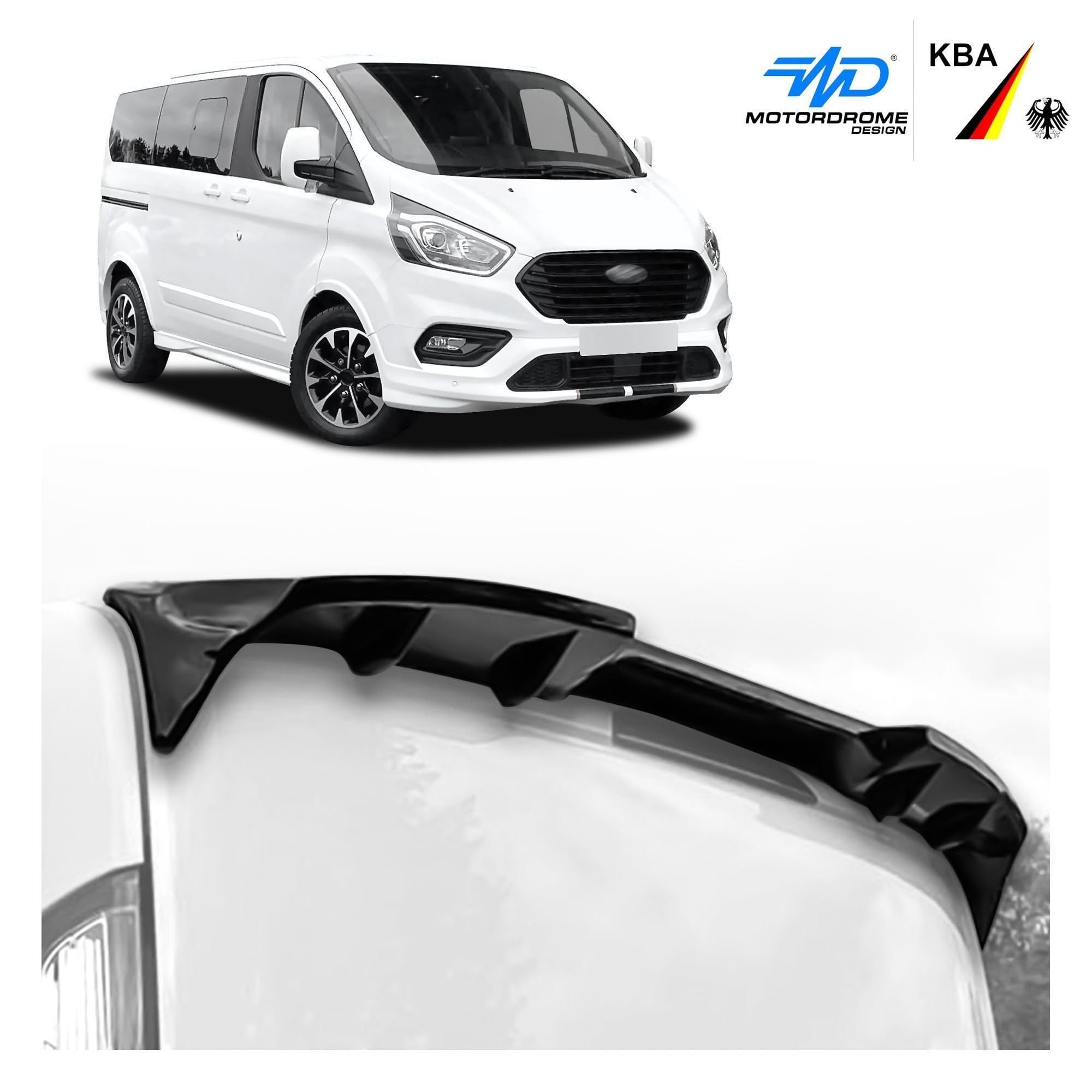 CHROMEMASTER | Alerón Trasero, Spoiler para Techo Compatible con Ford Tourneo Custom 2012-2023; Accesorios de Coche - Spoiler para Coche; Poliuretano; para Pintar; Método de Montaje: Pegamento; Abe