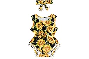 3 Pieces Baby Girl Clothes-Floral Romper+Headband+shorts Set
