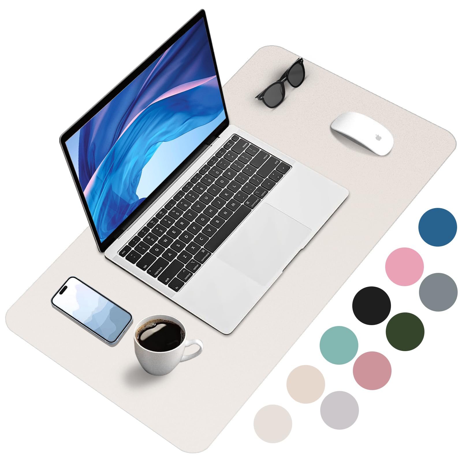 Zanfqvo Alfombrilla de Escritorio - Protector PU Impermeable, Antideslizante - Alfombrilla Ratón Grande (80 x 40 cm) - Mouse Pad para Ordenado (Beige)