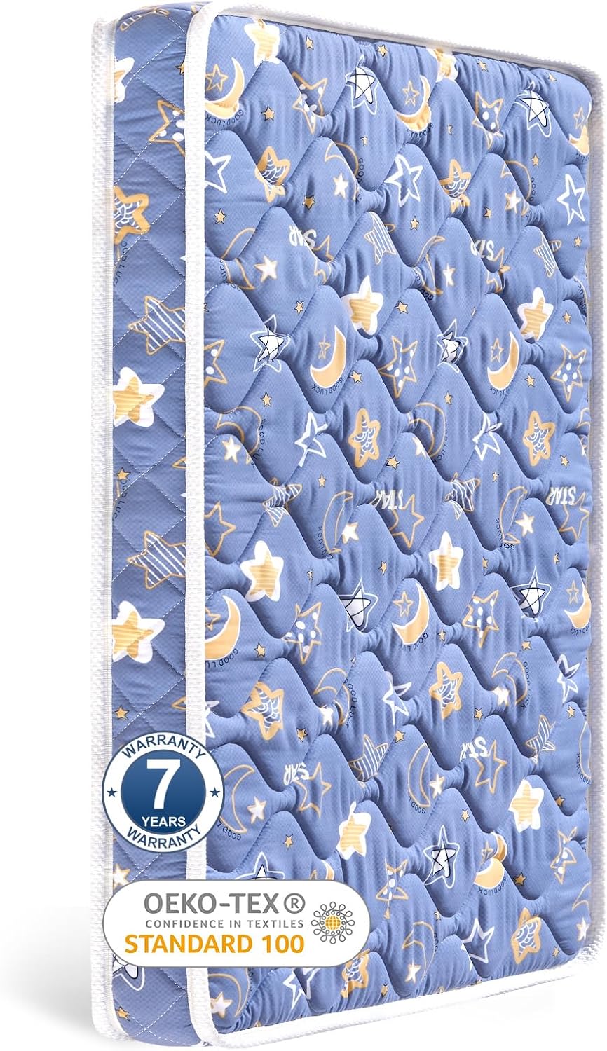 Crib & Toddler Mattress,52" x 27.6" x 5",Blue Odorless