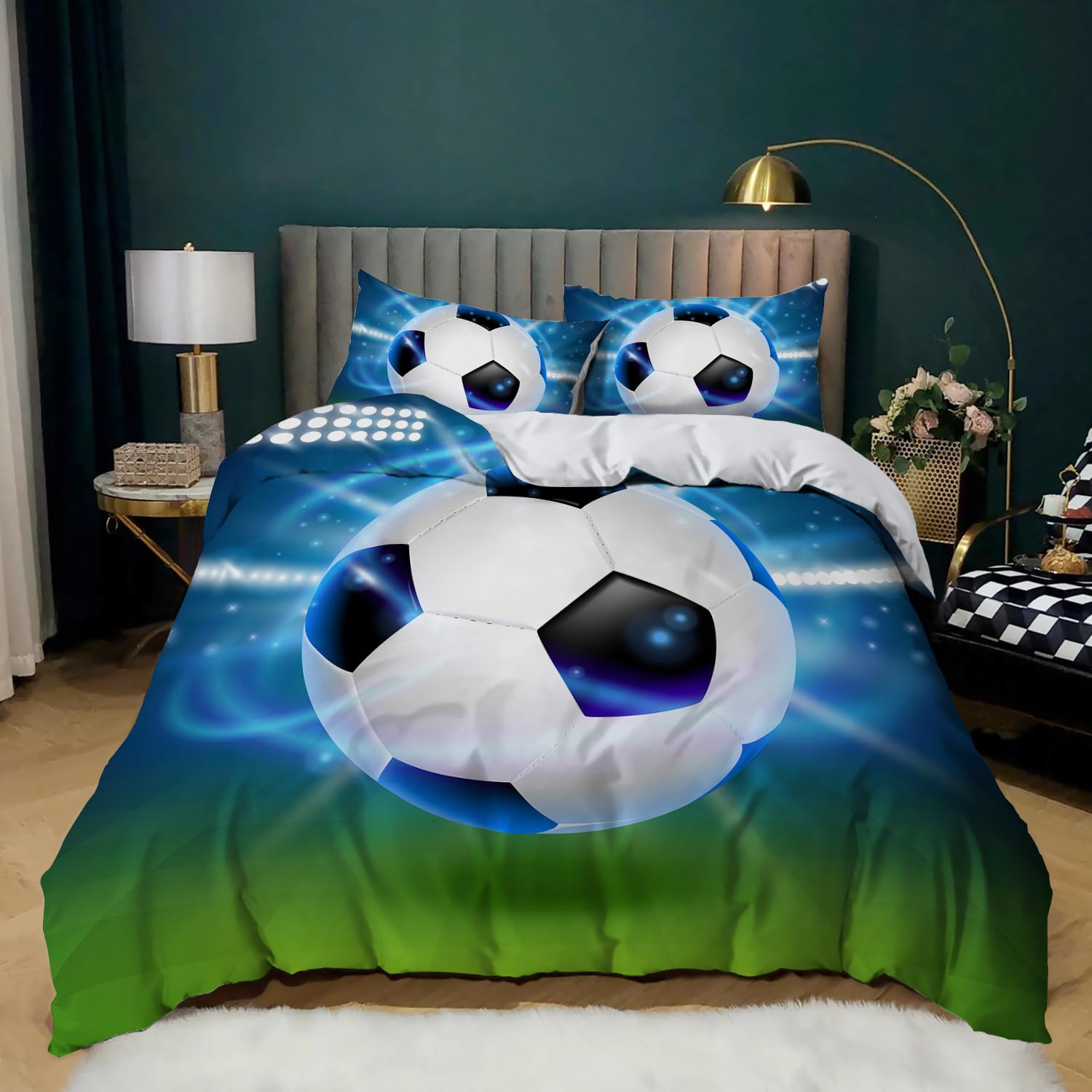 Dekbedovertrek Set 200 x 220 cm 3 stuks Voetbal Sport Beddengoed Set Voetbal Print Patroon Dekbed met 80 x 80 cm 2 Kussenslopen Veelkleurige Graffiti Dekbedovertrek, Microfiber voor Kinderen Jongens Dekbedovertrek Set 200 x 220 cm 3 stuks Voetbal Sport Beddengoed Set Voetbal Print Patroon Dekbed met 80 x 80 cm 2 Kussenslopen Veelkleurige Graffiti Dekbedovertrek, Microfiber voor Kinderen Jongens