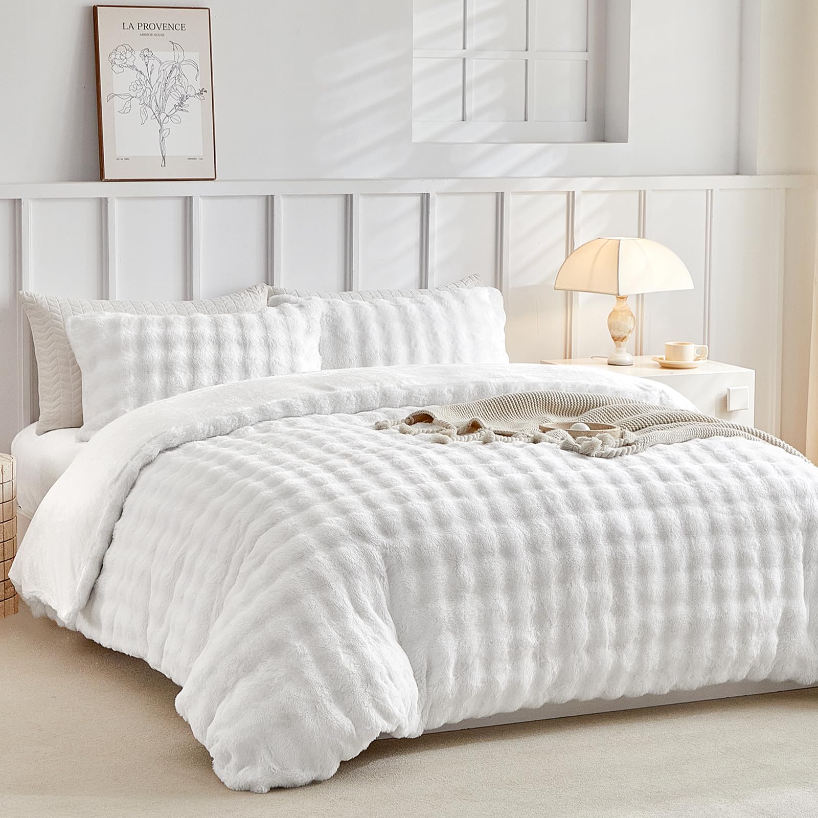 Tokokimo Funda Nórdica Franela Cama 135/150, Funda Nordica 240x220cm, Cálido Invierno Franela Funda Nórdica 3 Pieces Compuesto por 1 Funda Nordica 240x220cm + 1 Funda Almohada 50x75cm, Blanco