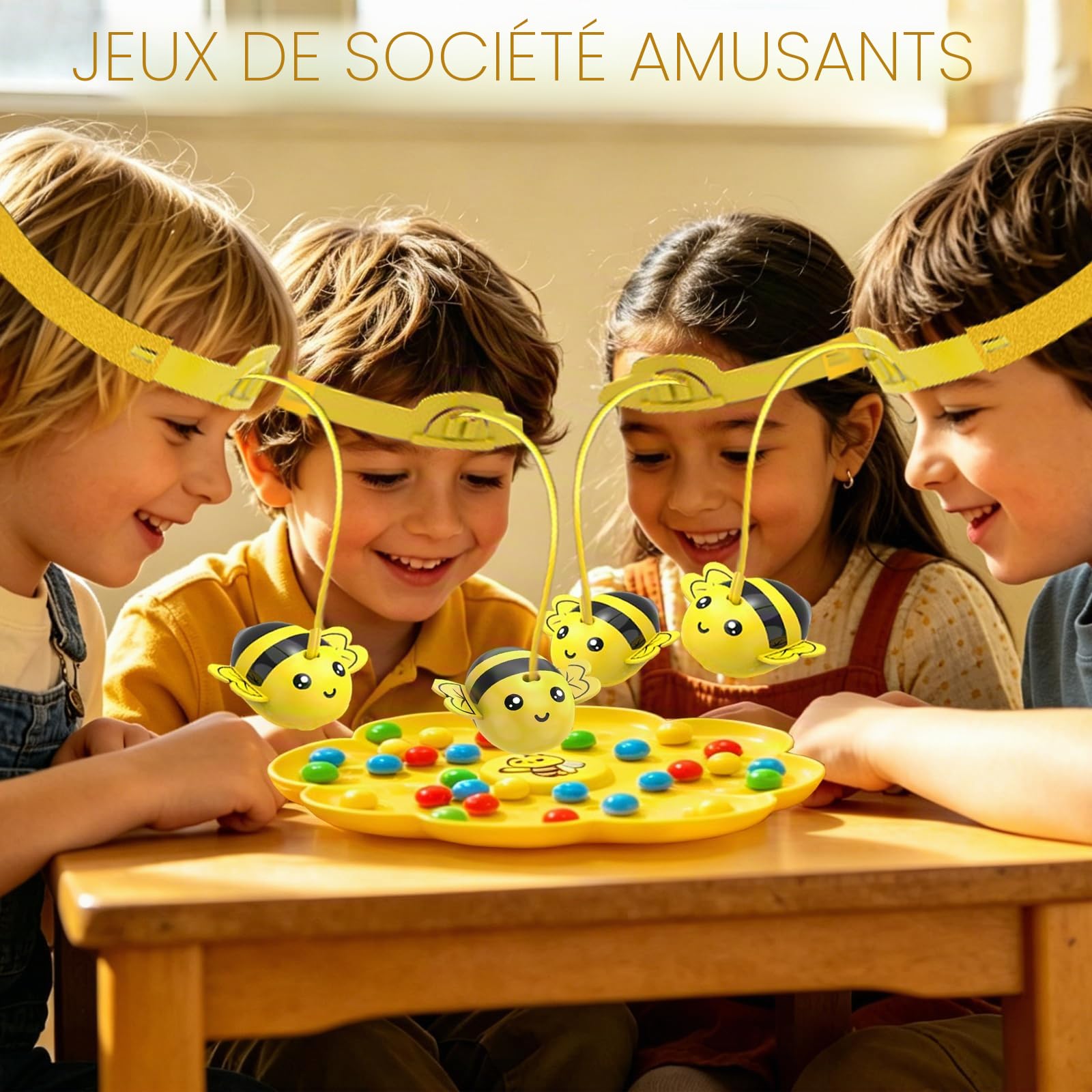 Jeu de l'Abeille Magnétique Busy Bees Game, avec Bandeau Magnétique pour Enfant, Jeu de Société Abeille et Jeu-Motricité Fine Abeille pour 2 à 4 Joueurs