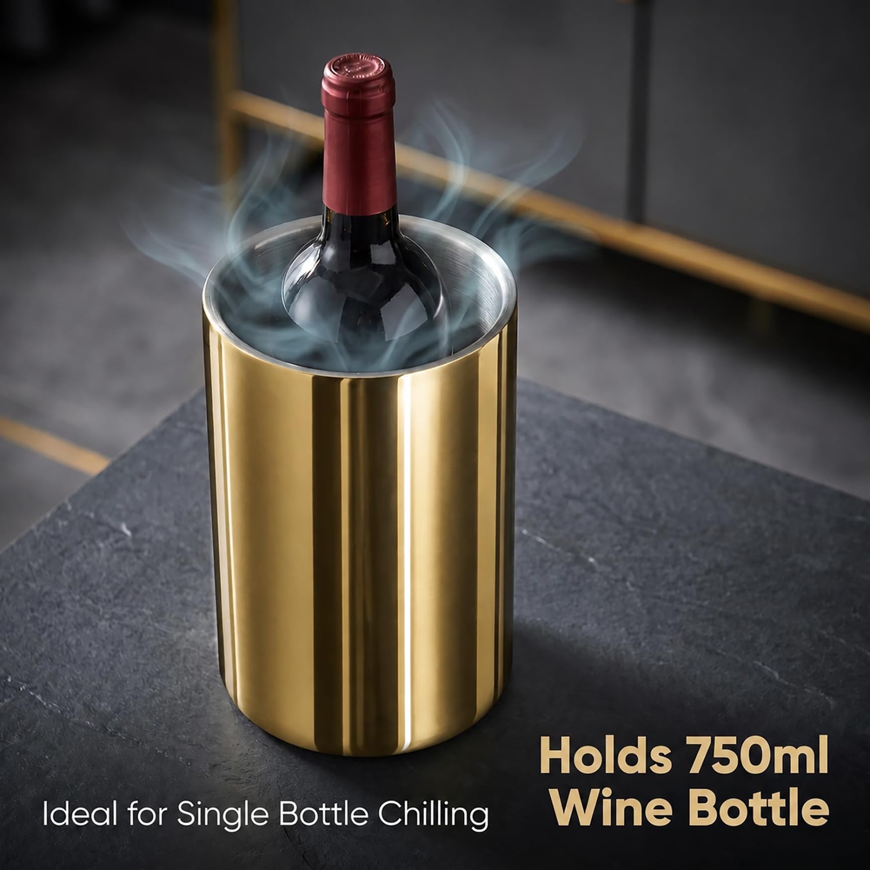 Gold Wine Chiller Bucket for 750 mL Bottles, Double Wall — Amazon image 7