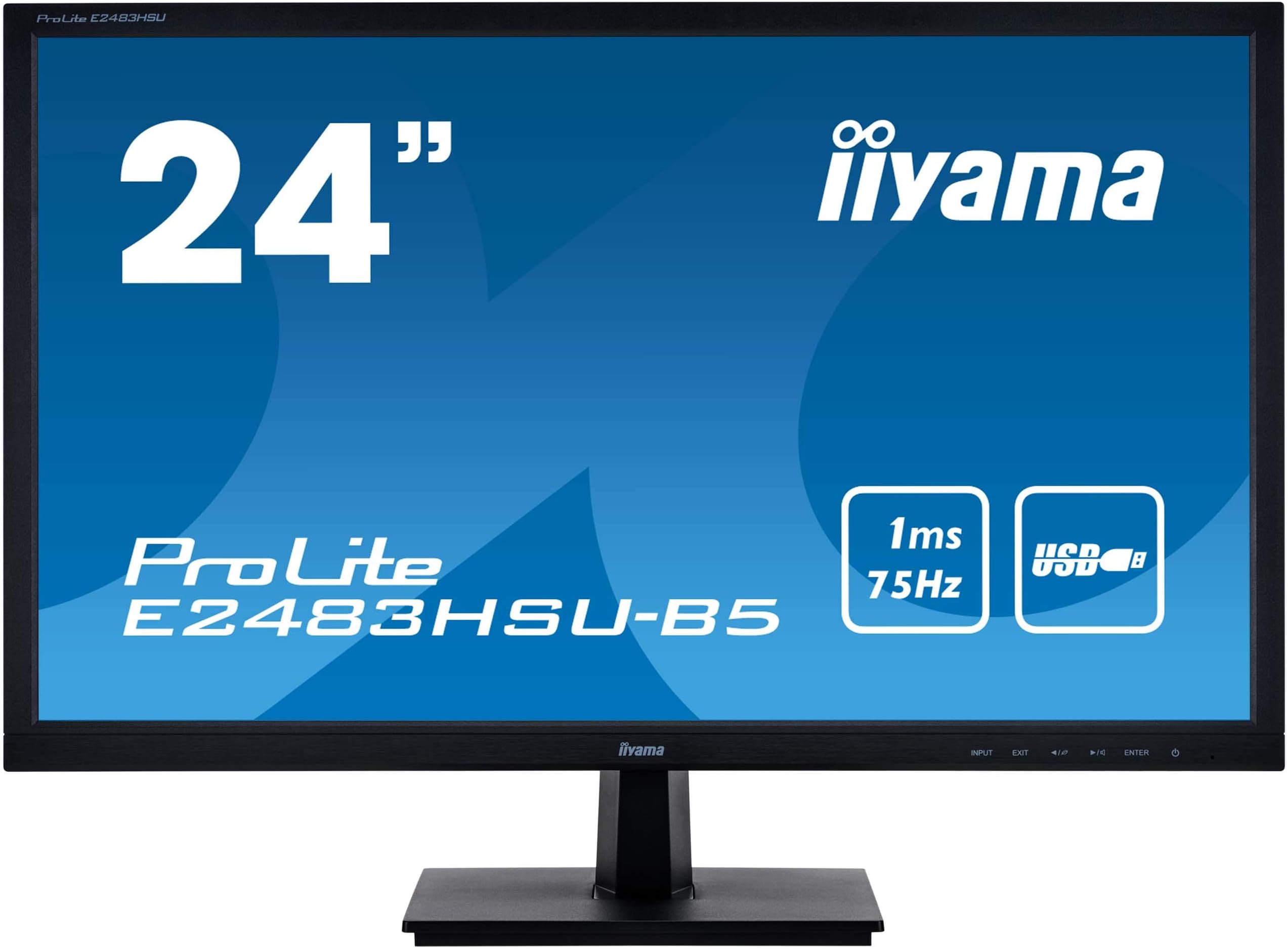 iiyama E2483HSU-B5 24" TN LCD, 1ms, Full HD 1920x1080, 250 cd/m² Brightness , 1 x HDMI,1 x VGA, 1 x DisplayPort, 2 x 1W Speakers