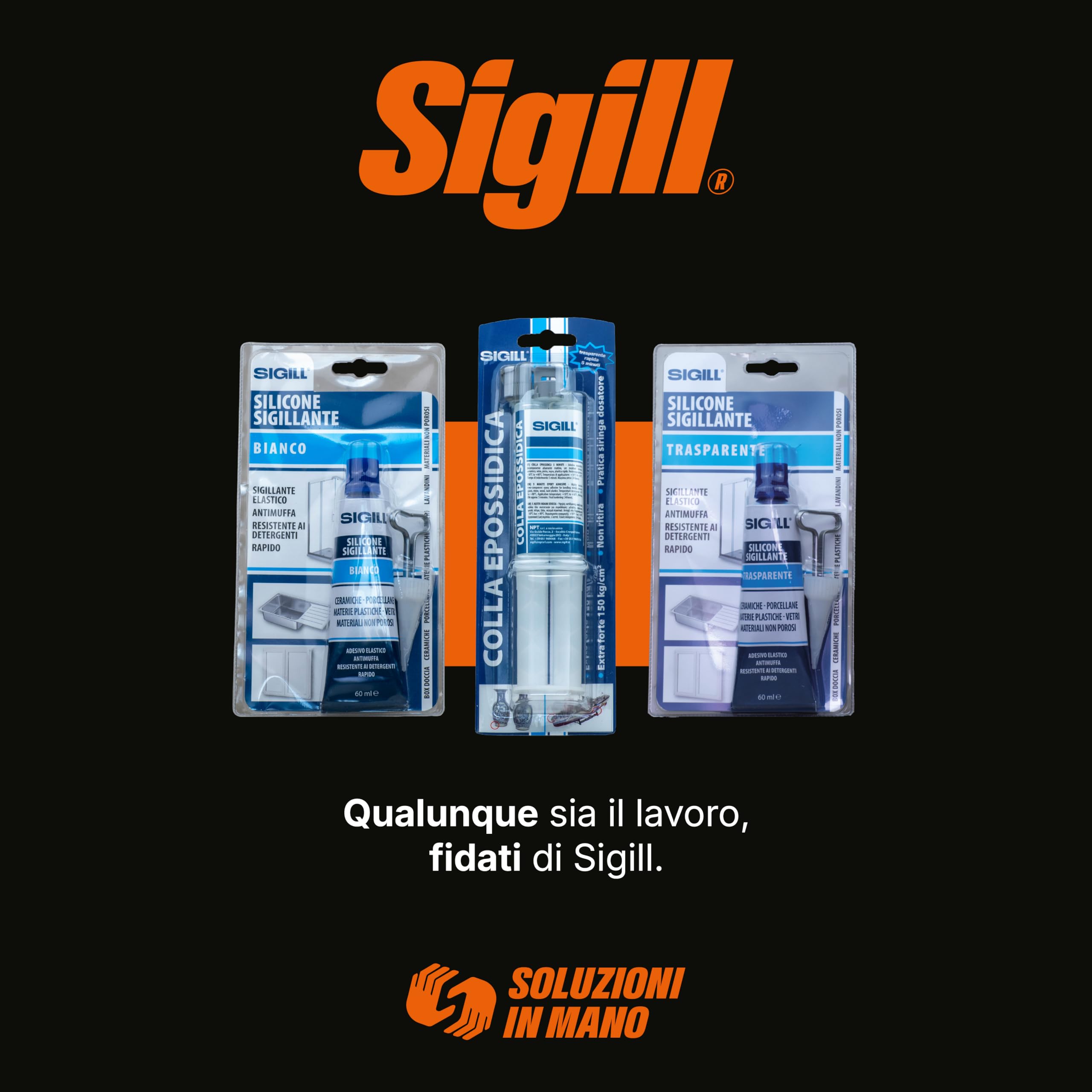SIGILL, Colla Epossidica, Adesivo Epossidico Bicomponente (A+B) Super Resistente fino a -40°C e +80°C, Resistente ad Acqua e Agenti Chimici, Trasparente e Rapido, Siringa da 25 ml (A+B)