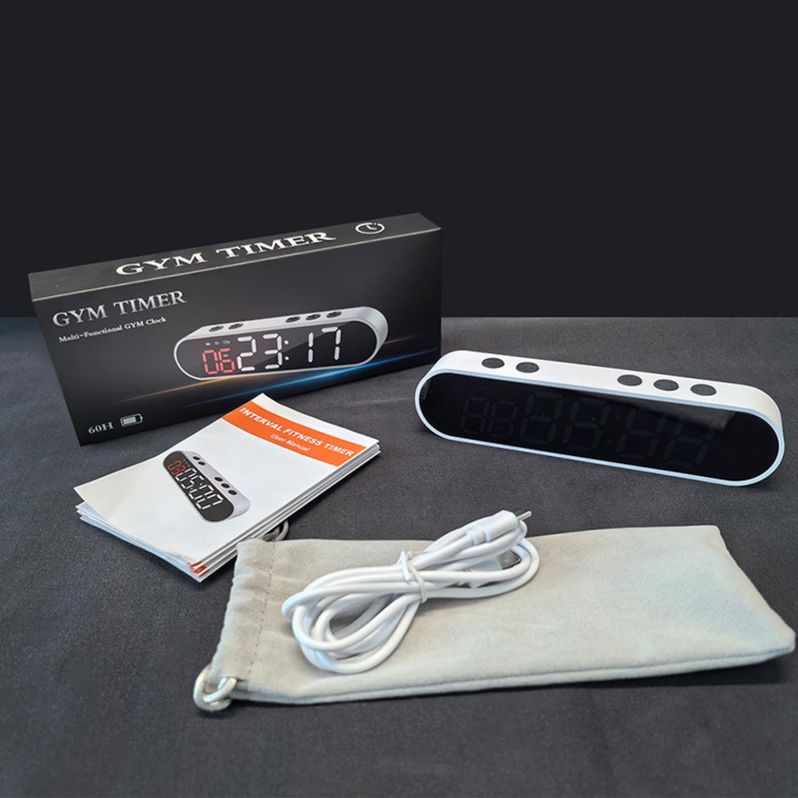 Timer Sport Portable, Gym Timer Sport Minuteur Fitness Aimanté Intervall Timers Horloge avec ChronomèTre, Compte à Rebours/Montée, RéGlable Luminosité/Volume pour Gym Garage EntraîNement