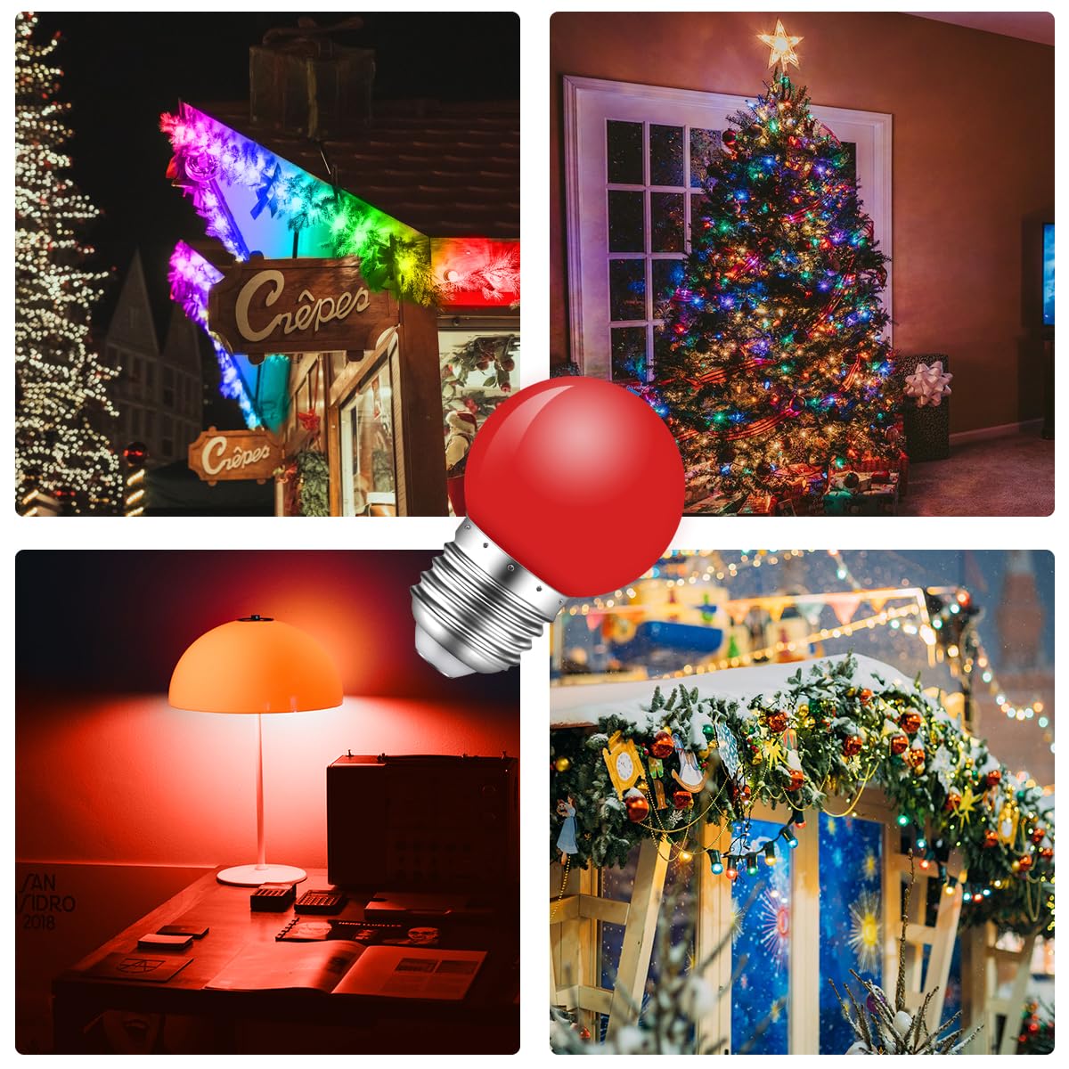42er Pack Bunte Glühbirnen E27 LED Birne 2W,Farbige Glühbirne E27 Außen,G45 Bunt Leuchtmittel für Lichterkette Party Weihnachten Deko,Rot Grün Blau Orange Gelb Rosa Violett,Kunststoff