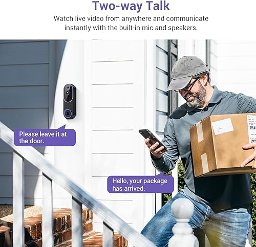Miniatura 4 de Cámara inteligente de timbre de video con detección de movimiento, visión nocturna, almacenamiento en la nube, conversación bidireccional, funciona