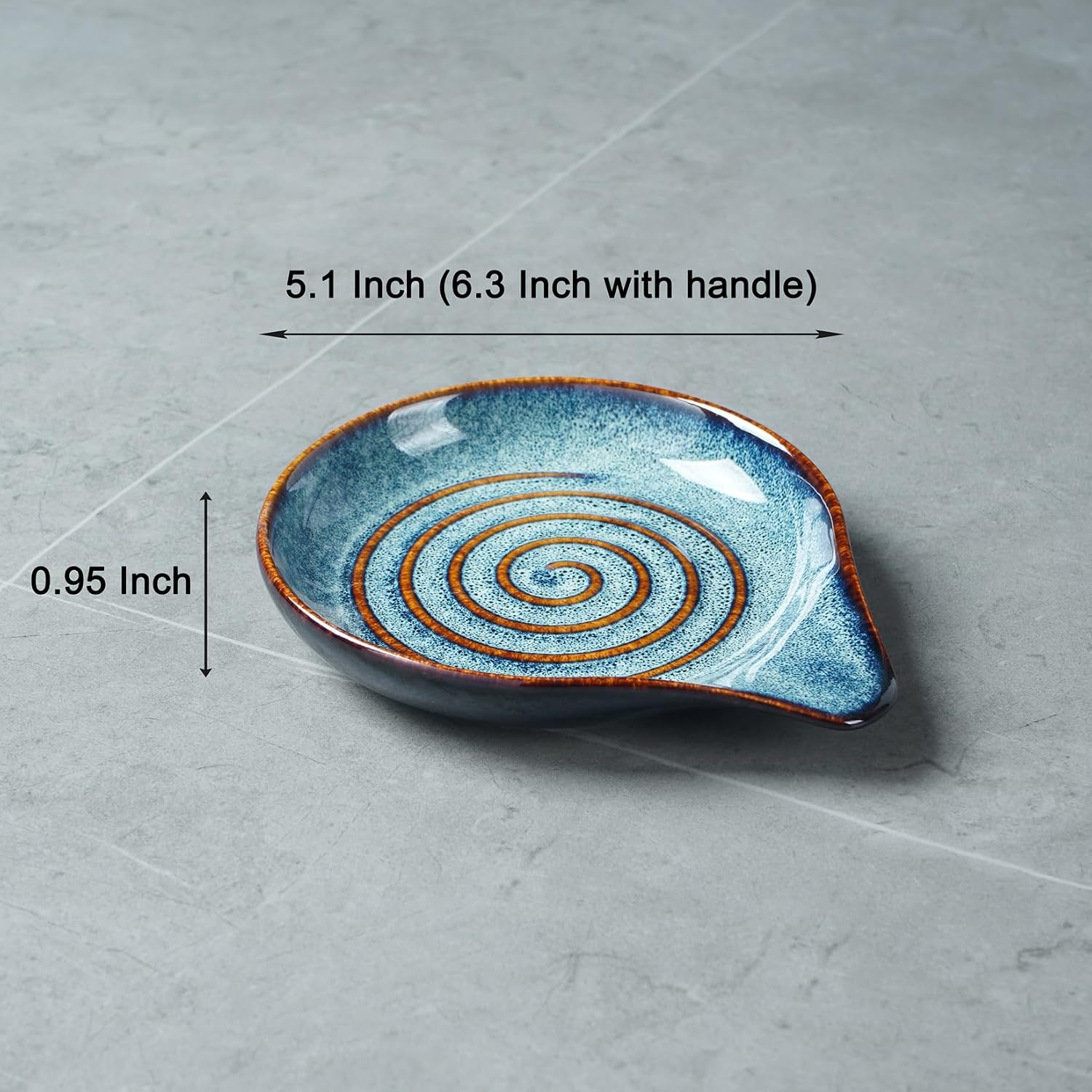 Ceramic Spoon Rest for Stove Top,Large Spoon Holder, Cooking Utensil Rest for Kitchen Counter, Farmhouse Kitchen Accessories for Ladle, Spatula rest(6.3 Inch with handle) (Starry Blue Light)