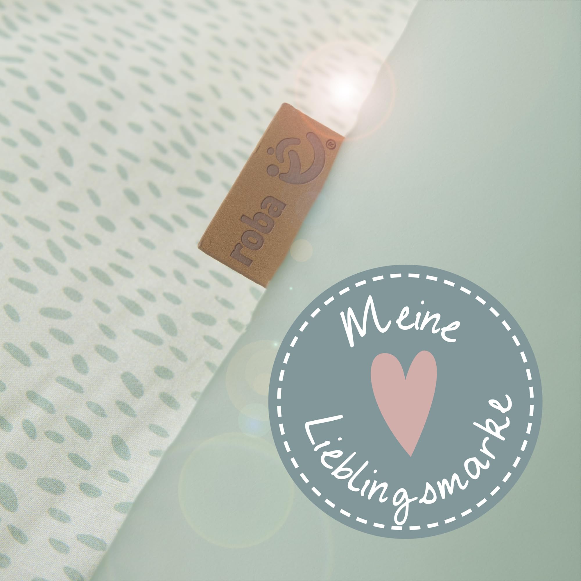 roba Tapis de Jeu Woodland Buddies 100 x 100 cm - Rembourrage Doux - Tapis d’Éveil Bébé dès la Naissance - Surface en Coton - avec Appliqués Nuages & Motif Forêt - Vert Pastel