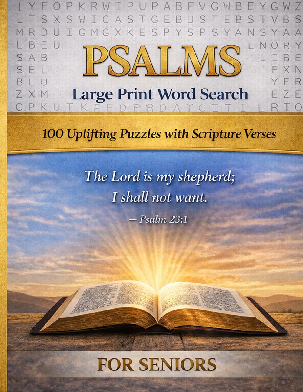Large Print Psalms Word Search for Seniors: 100 Uplifting Puzzles with Scripture Verses from the Book of Psalms for Relaxation, Peace and Daily Devotion