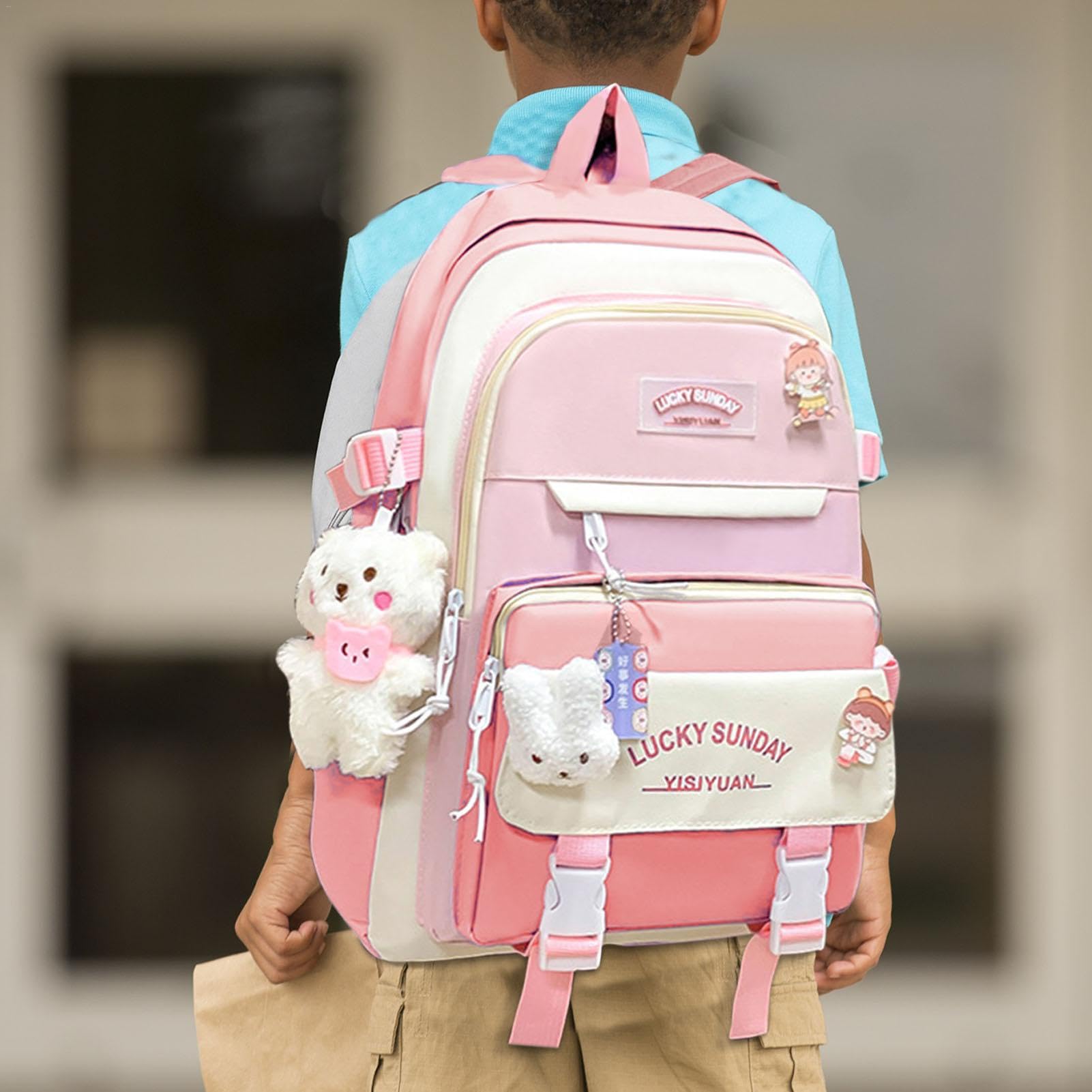 Kit combinado de mochila de lona, kit combinado de mochilas de lona, juego combinado de mochila escolar de lona para niños, niñas, adolescentes y estudiantes