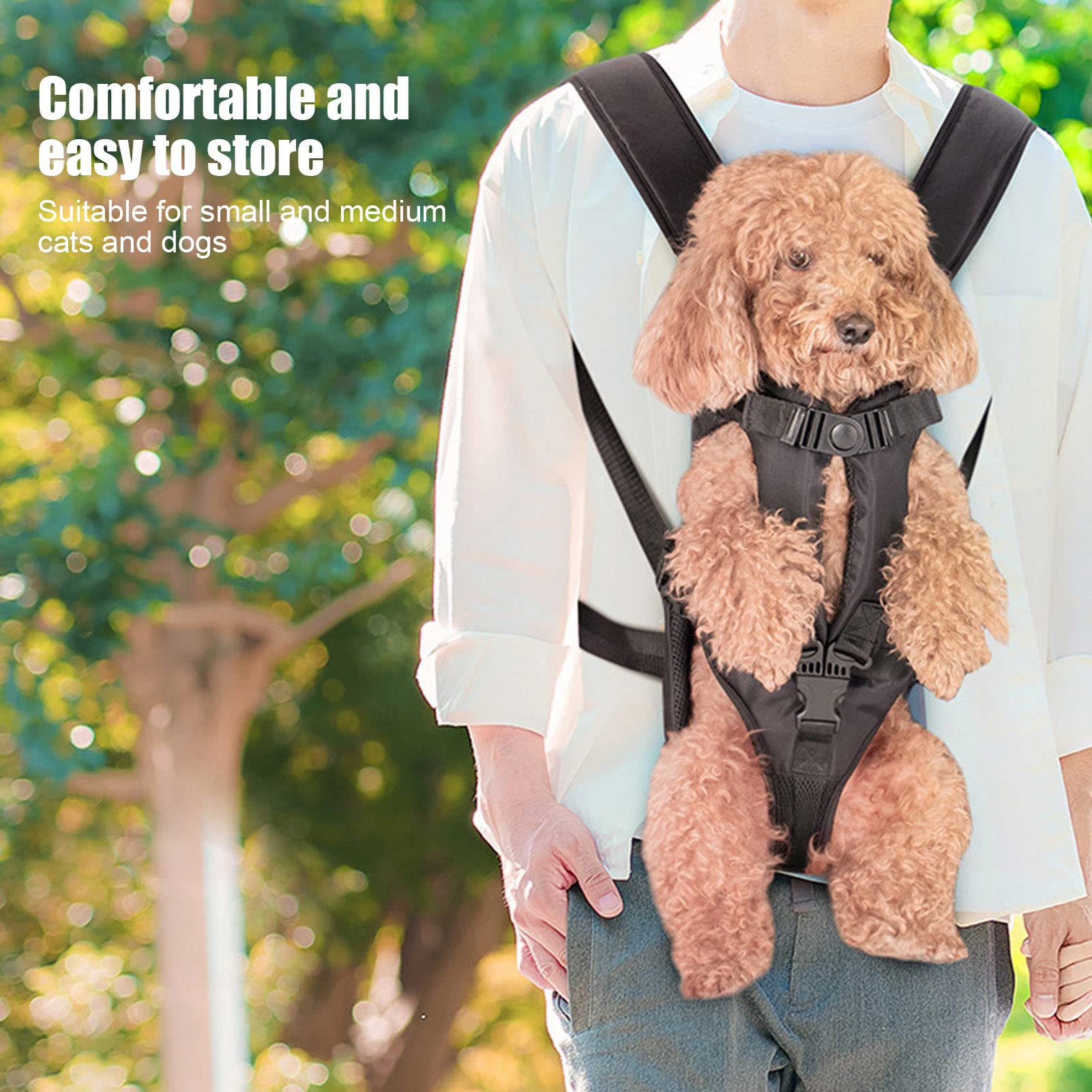 Mochila transportadora Delantera para Mascotas, Bolsa de Pecho para Perros de liberación rápida, cómoda, Transpirable, Manos Libres, Impermeable, Negra, para Viajes en Bicicleta