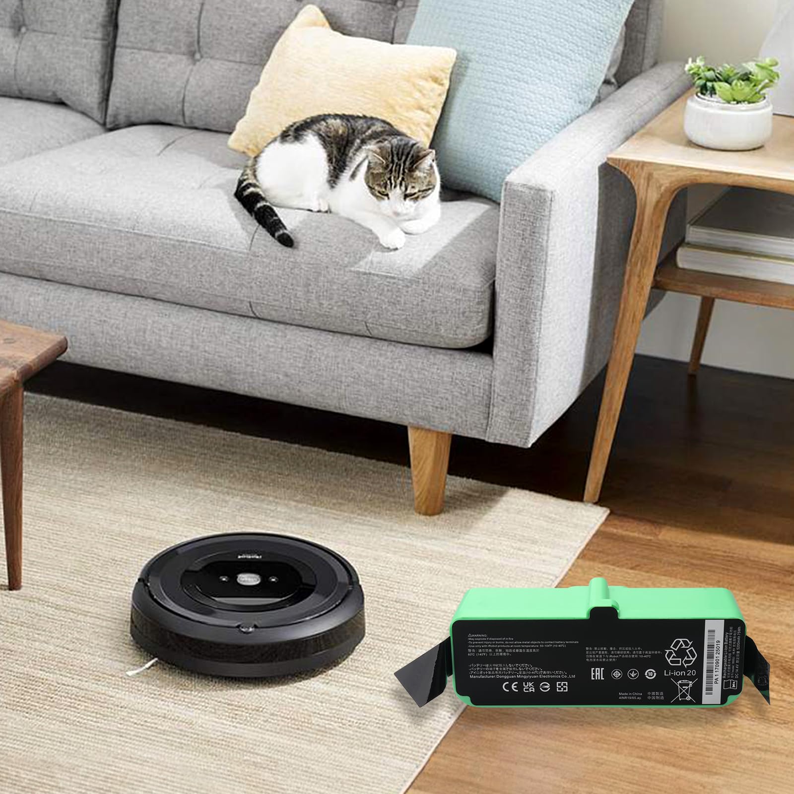 Batteria di ricambio agli ioni di litio 14,4 V 5200 mAh, compatibile con iRobot Roomba 980 960 985 801 850 860 870 880 890 891 895 770 780 790 640 650 655 670 671 675 680 690 685 Serie 520 521