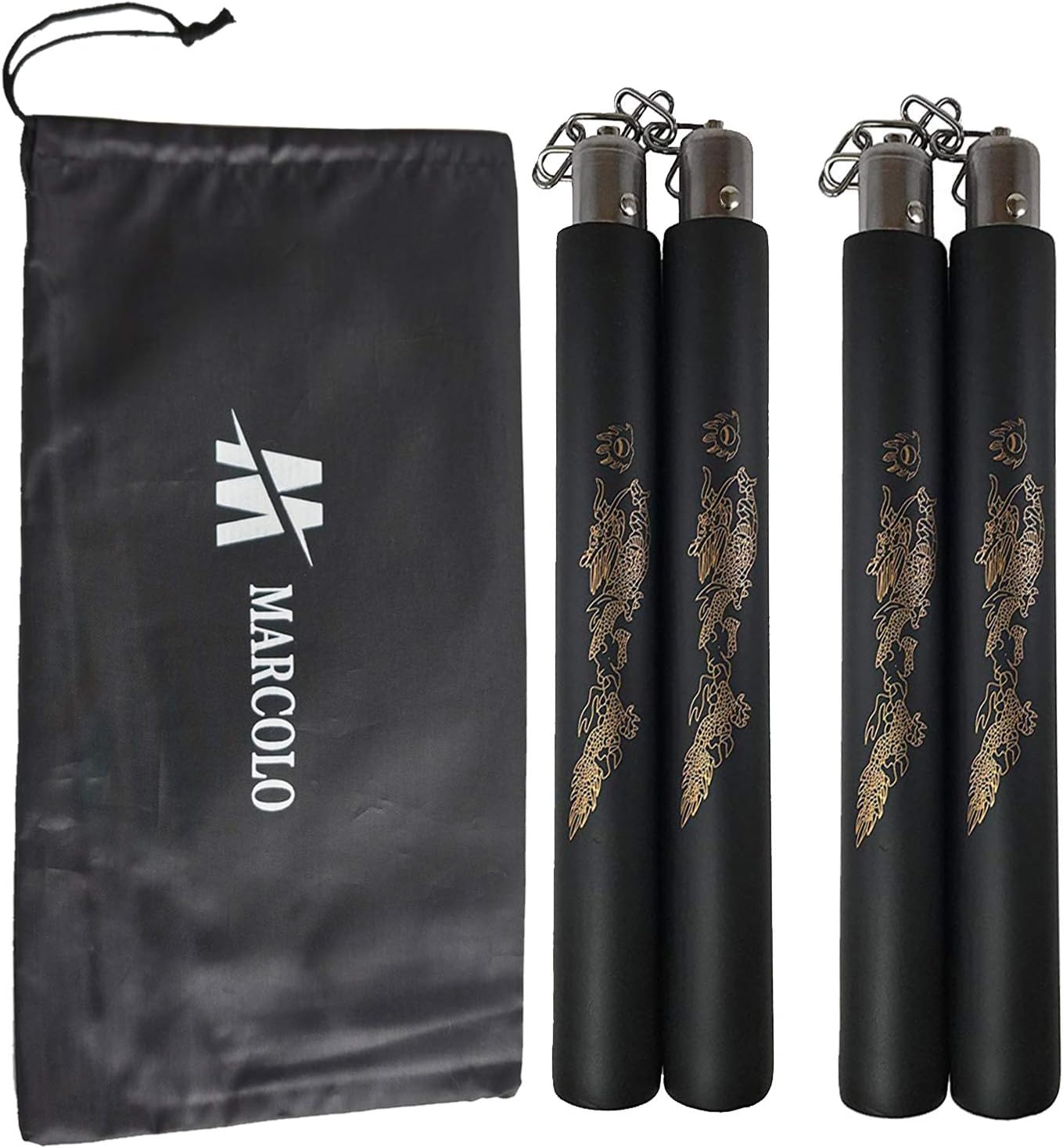 MARCOLO Training Equipment Safety Foam Martial Art Sticks with Swivel Chain for Kids & Beginners Practice and Training (Black) : Sports & Outdoors