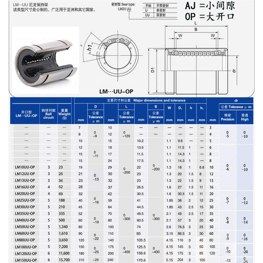 1Pcs LM25UU-OP Open Linear Motion Bushing Ball Bearing for CNC Router /3D Printer