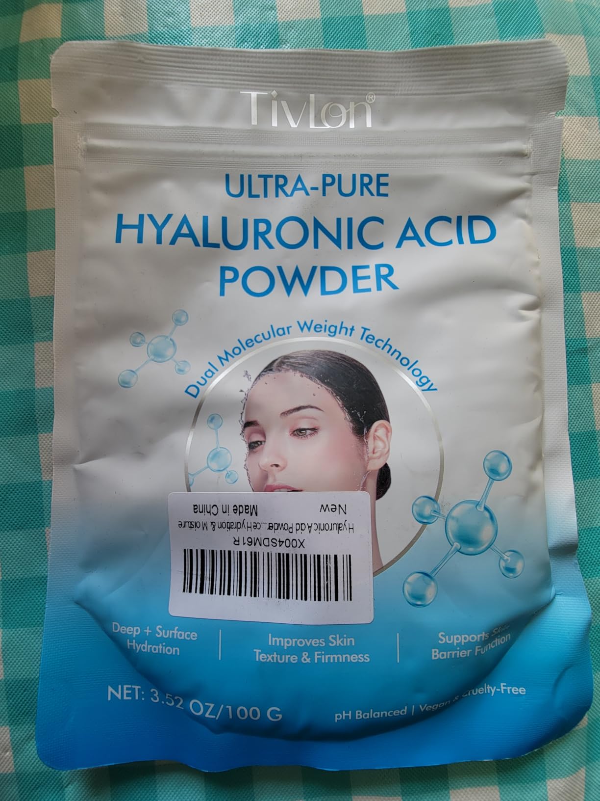 Weluno Hyaluronic Acid Powder, Pure Hyaluronic Acid Powder for Skin & Face, Cosmetic Grade, Low Molecular Weight, Water-Soluble DIY Facial Serum for Face Hydration & Moisture (1PCS)