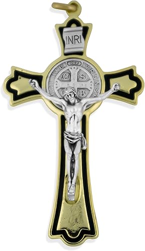 Gran cruz de San Benito con incrustaciones de esmalte negro (estilo latín, cruz plateada)