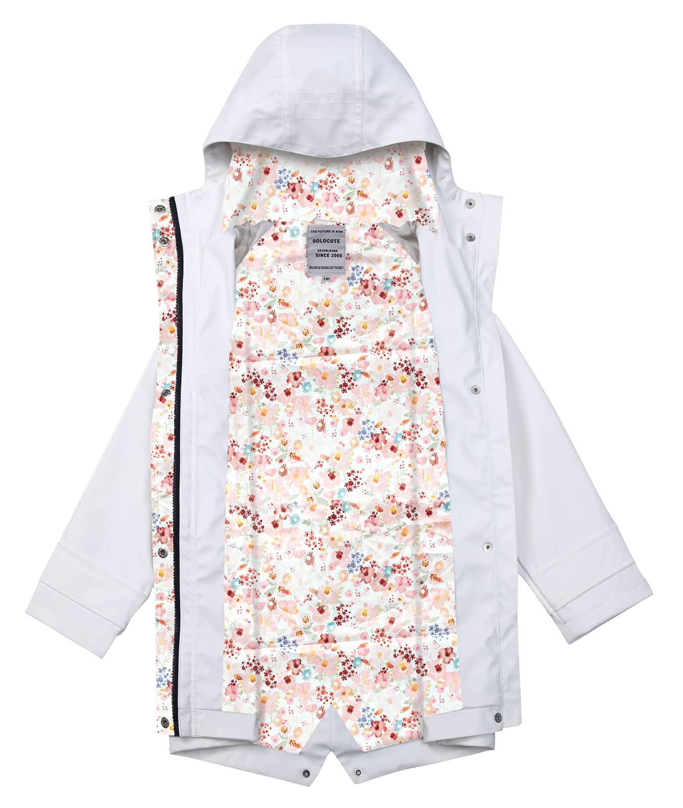 SOLOCOTE Chubasquero para Niños con Capucha Mochila Forrada de Goma para Niñas y Niños Impermeable y Resistente al Viento