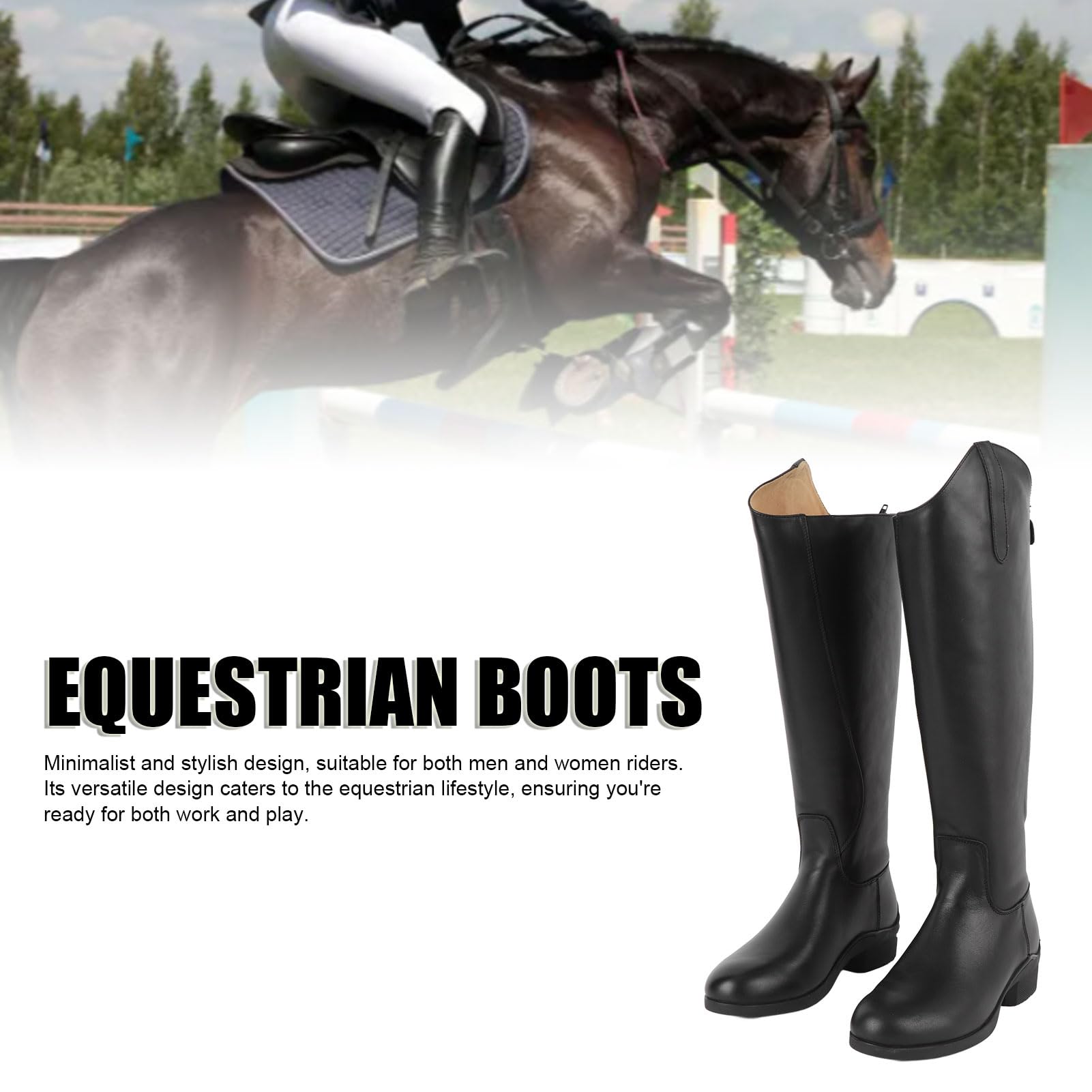 POENVFPO Botas de Montar Altas, Botas de Montar a Caballo, Botas de Entrenamiento Ecuestres, Cuero Eva, Unisex, Uso Diario, Establo