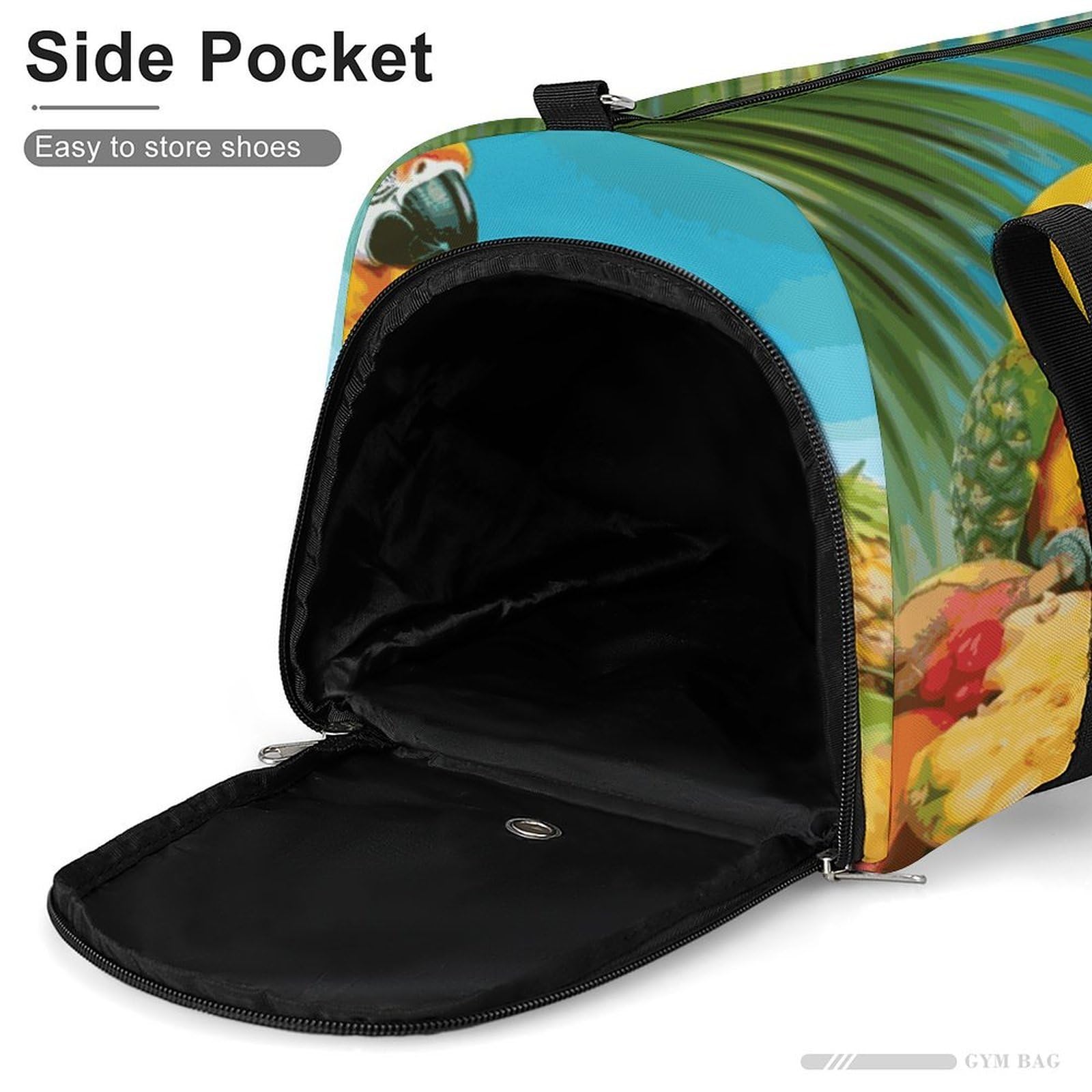 Letnia papuga ananas ptaki torba na siłownię lekka, podróżna torba sportowa z przegródką na buty, torba na siłownię dla kobiet na noc, weekend, jogę, siłownię, podróże służbowe, sport i szpital.
