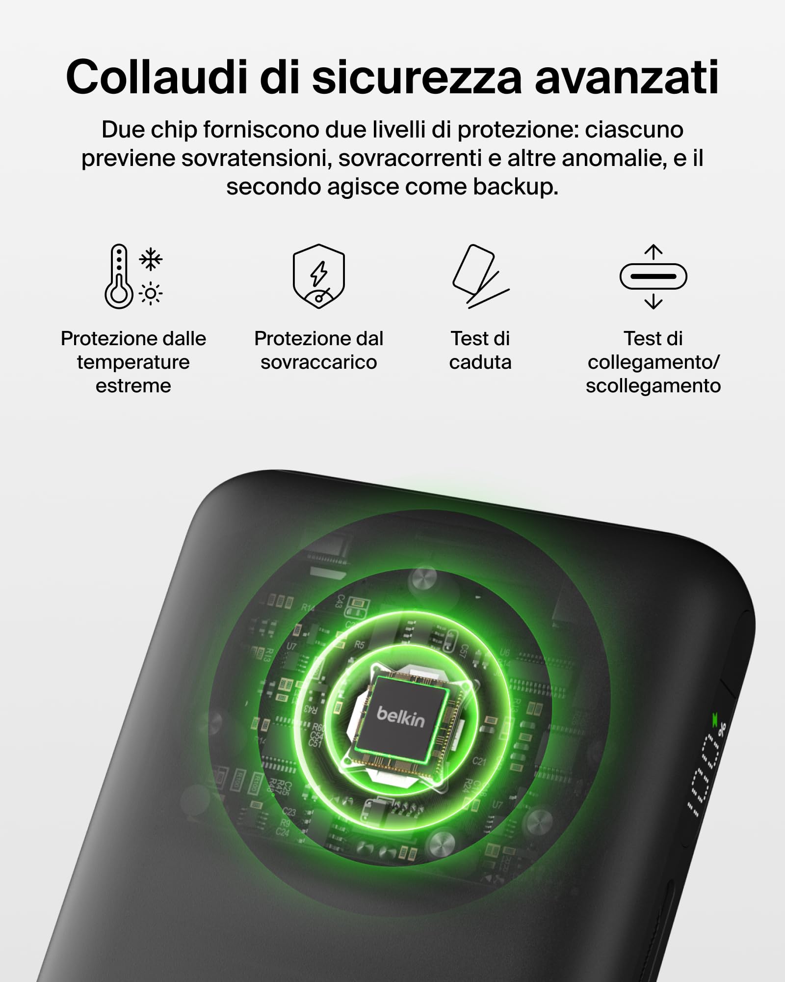 Belkin UltraCharge Pro Power Bank 25000mAh, Rapido, per Laptop - Nero | Caricatore Portatile 25000mAh, 1 USB-C, Cavo USB-C Integrato, 1 USB-A, 158W Power Delivery, Pre-Caricato, Display Digitale