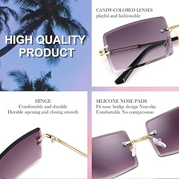 Amazon.com: FEISEDY Vintage Rimless Sunglasses Rectangle
