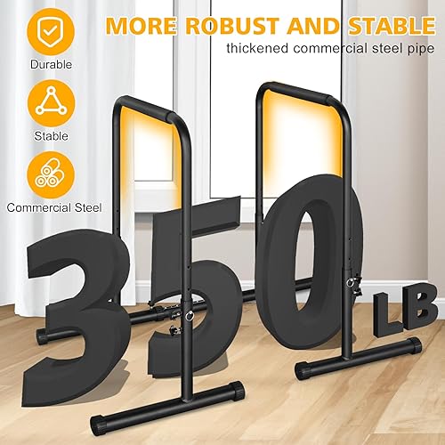 Miniatura 3 de Barra de inmersión ajustable, portátil, funcional, estación de soporte de inmersión para ejercicio, barras paralelas resistentes, equipo de