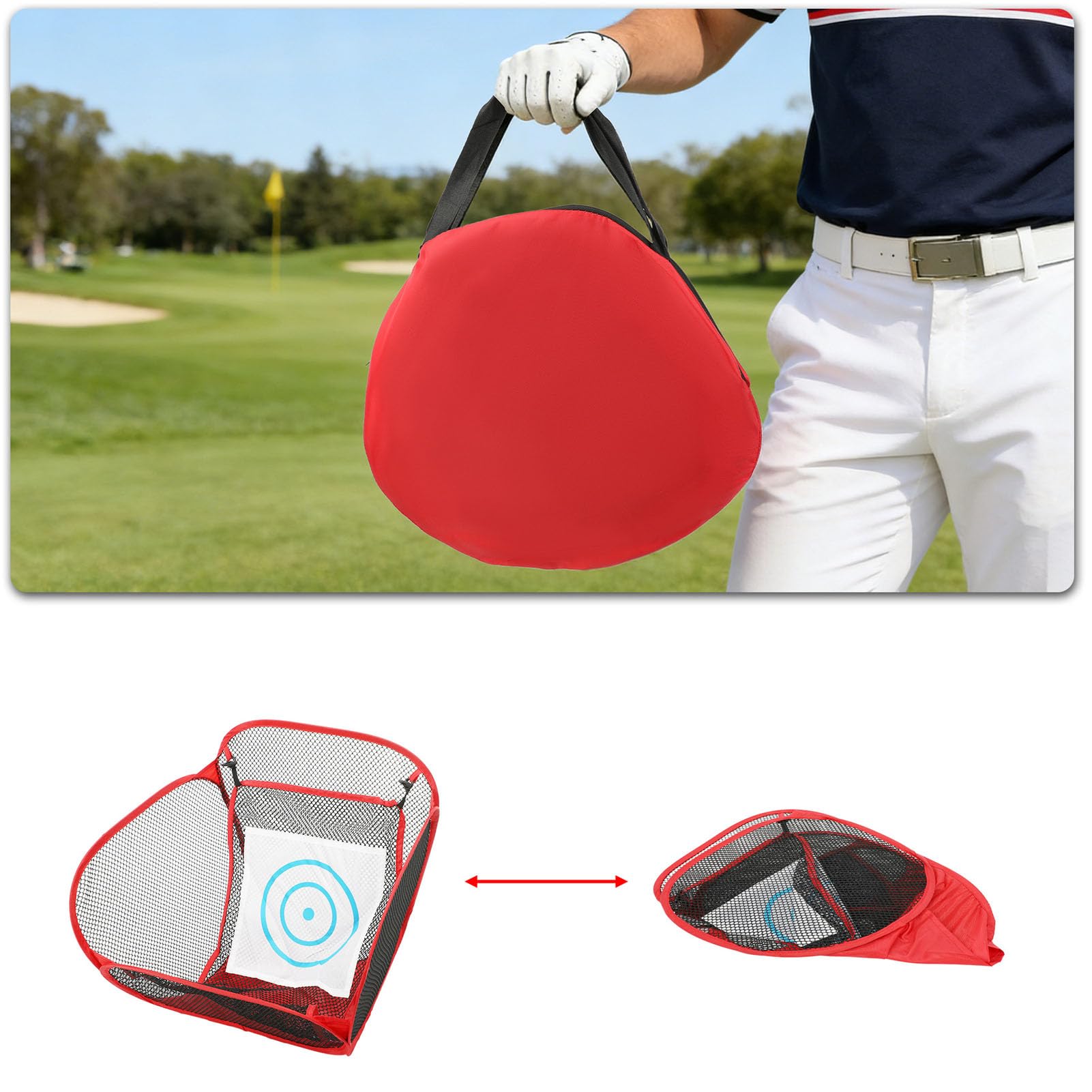 Red de Astillado de Golf, Plegable, Portátil, con Diseño Emergente Instantáneo, Práctica de Golf en Interiores con Tapete de Césped, Bolas, Bolsa de Almacenamiento para Patio Trasero, Garaje,