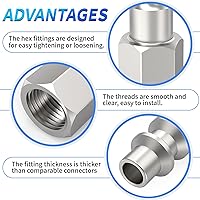 Vista 4 de ChillWaves Enchufe de aire industrial, enchufes neumáticos hembra NPT de 1/4", accesorios para compresores de aire (paquete de 15)