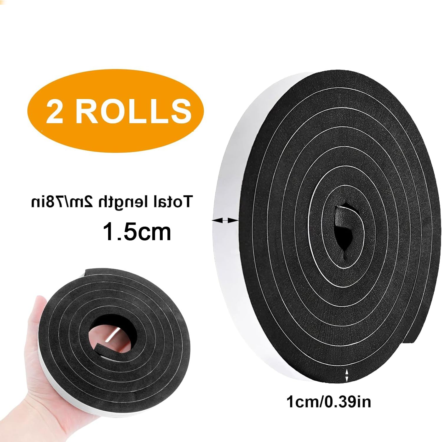 Lot de 2 rubans adhésifs en mousse à cellules ouvertes - Bande d'étanchéité autocollante pour isolation de porte et fenêtre