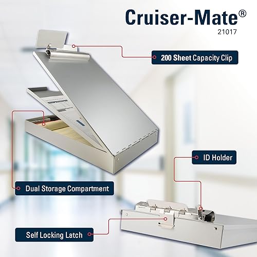 Miniatura 3 de Portapapeles para almacenamiento Saunders Cruiser-mate de aluminio reciclado, con dos bandejas de almacenamiento, tamaño carta, Aluminio, gris