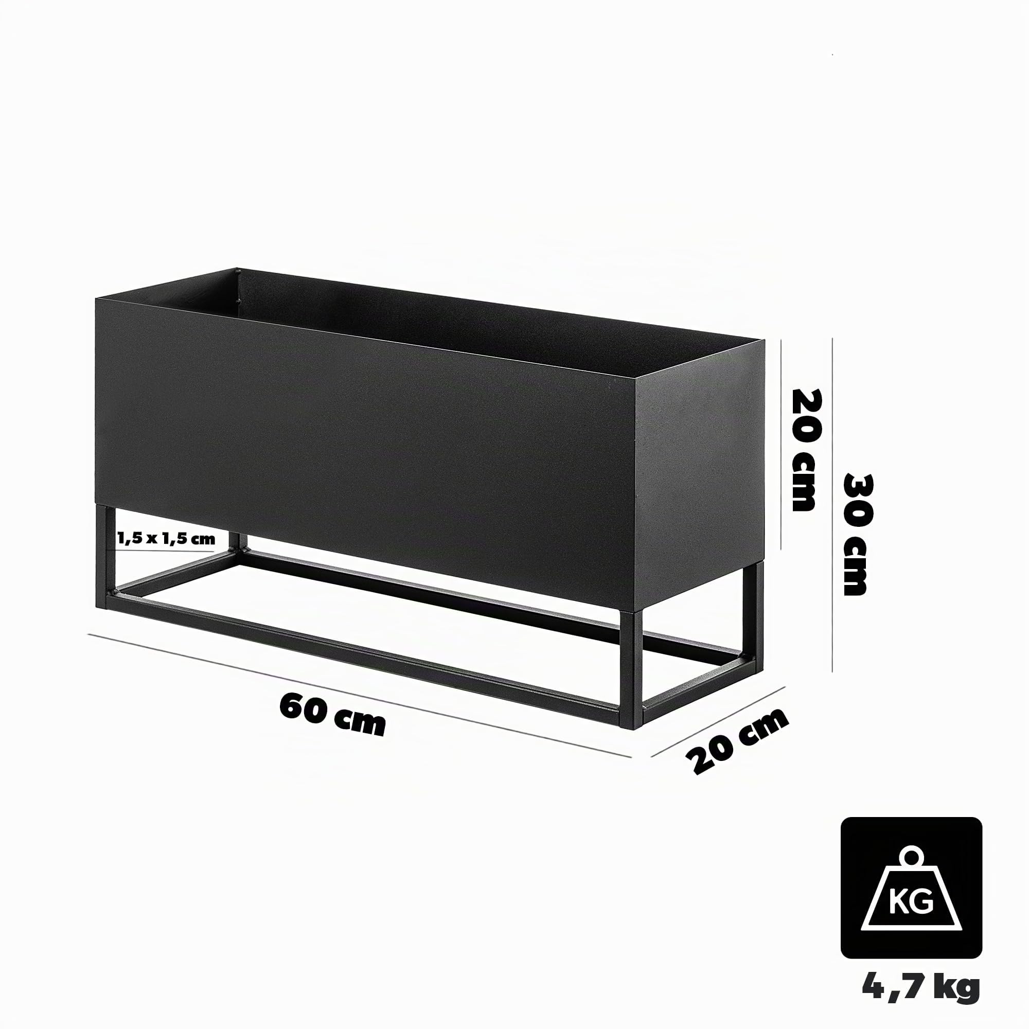 KADAX Fioriera Larga con Palo in Acciaio Nero Supporto per Fiori da Interno ed Esterno Porta Vaso per Aiuola (Altezza: 30 cm)