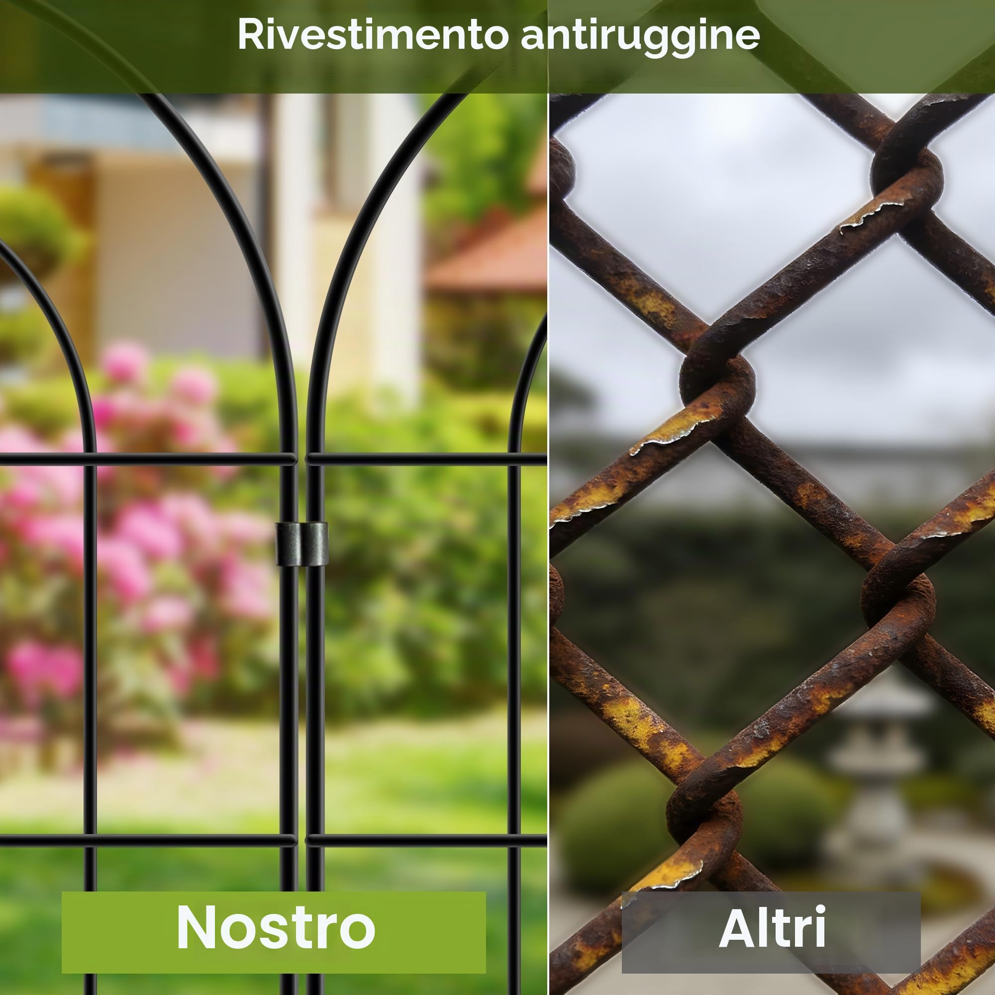 Thealyn Recinzione da giardino in metallo, 60 cm di altezza x 33 cm di larghezza (25 pannelli, lunghezza totale 3,3 m), recinzione decorativa per esterni, recinzione per cani, aiuole, cortili