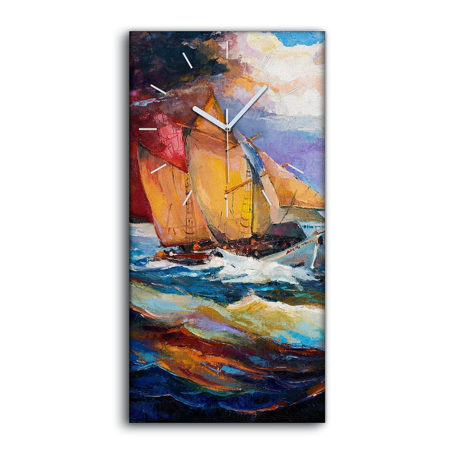 Horloge sur Toile Landscape Ocean Silencieuse - Tableau Pendule Salon 30x60