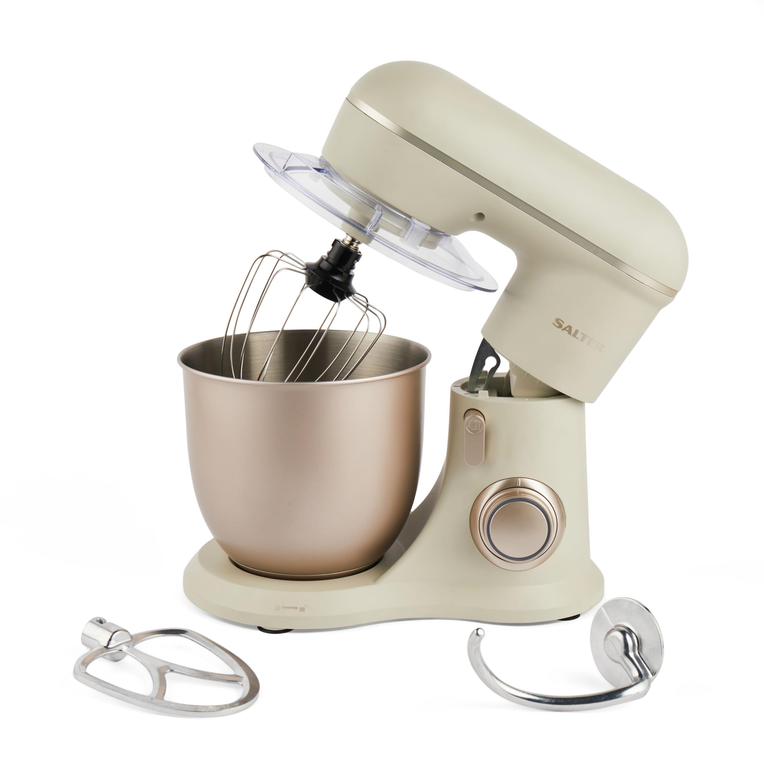 Salter EK5511SBOVDE Elektrische Standmixer - Rührer mit 4 Liter Rührschüssel, 10 Geschwindigkeitseinstellungen mit Pulse-Funktion, Abnehmbar Spritzschutz, Rührbesen, Teigknete- und Rühraufsatz, 1300W
