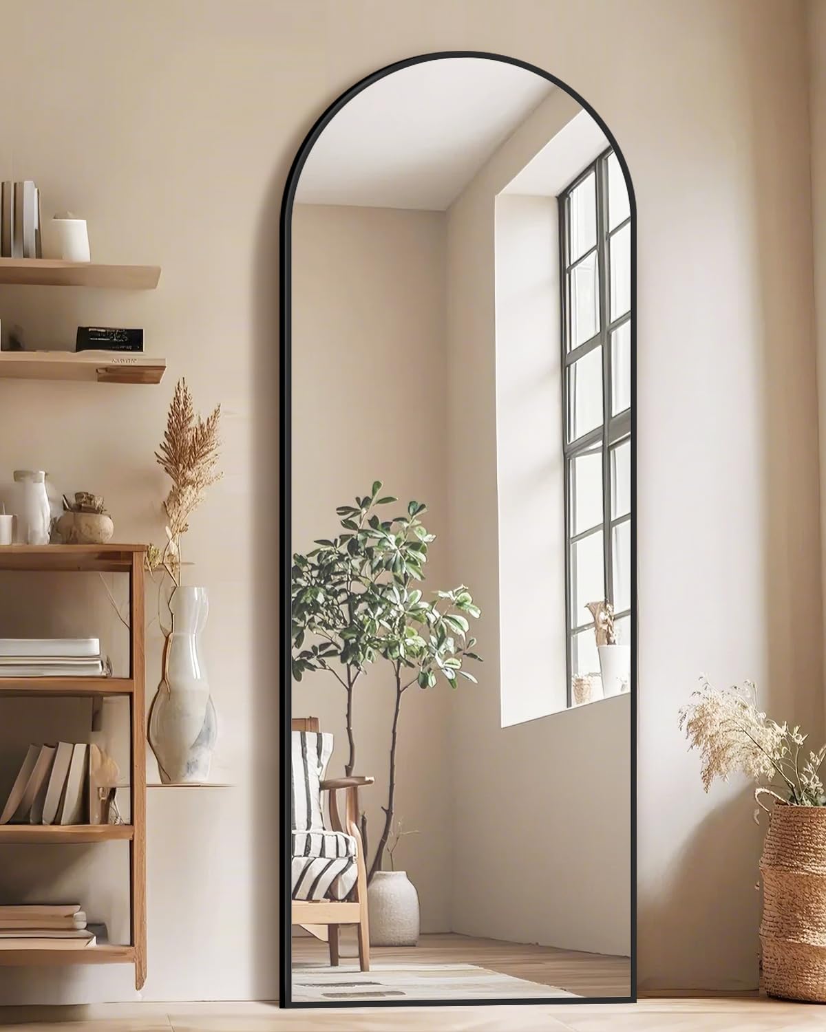 58"x19"Floor Mirror Full Length,Arched Full Length Mirror with Stand,Full Body Mirror,Hanging or Large Leaning for Bedroom Living Room Black Black 58"L x 19"W