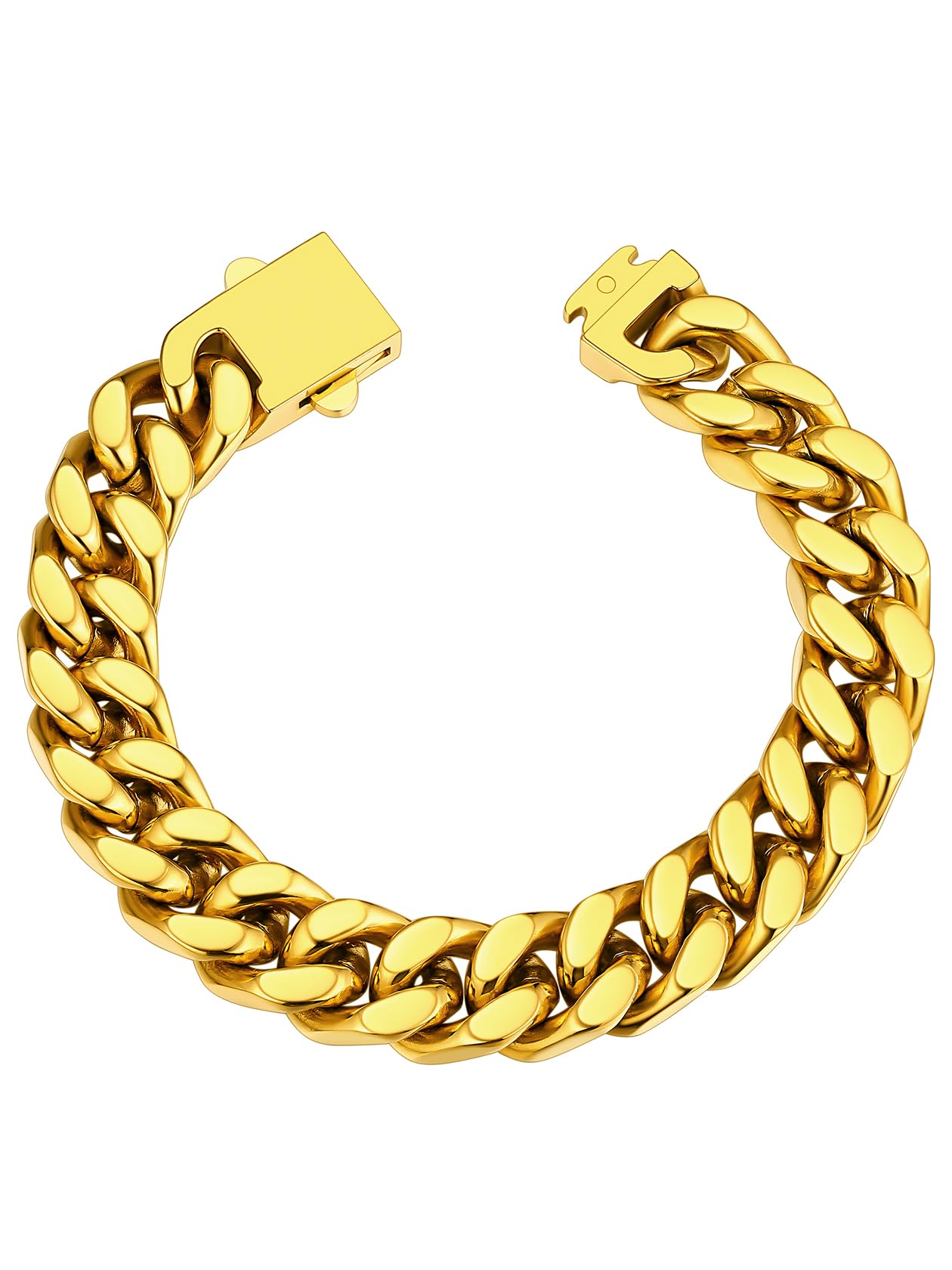 ChainsHouse Pulsera de Cadena Barbada Cierre de Seguridad Oculto, Esclava 5/7/9/12 mm Ancho 19/21/23 cm Largo Acero Inoxidable Recycled Claim Standard 100