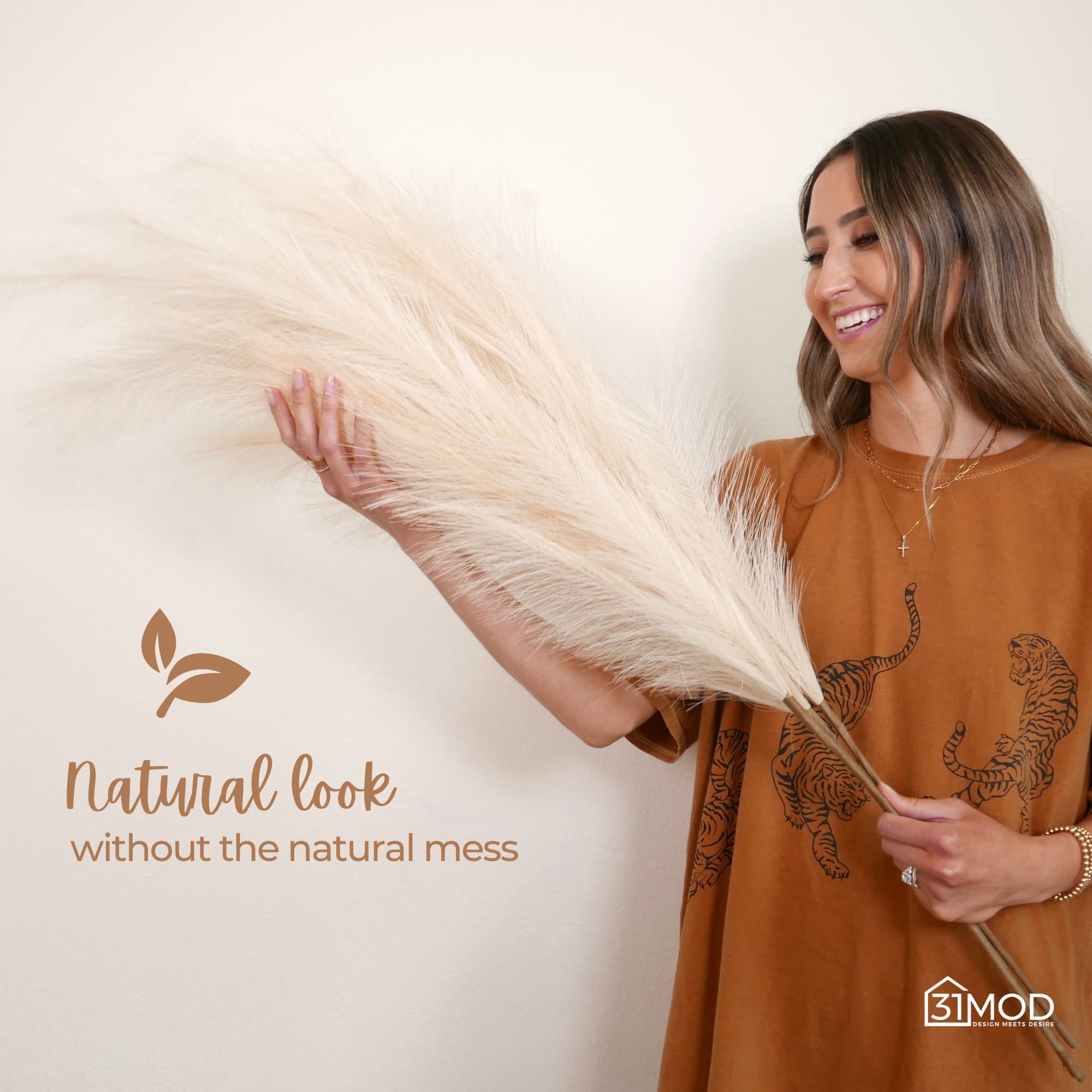 31Mod Faux Pampas Grass with 4 Large Artificial Pampas Grass Stems — 43