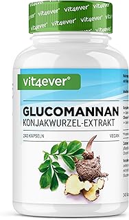 vit4ever Glucomannan aus der Konjak Wurzel - 240 Kapseln - Hochdosiert mit 4200 mg je Tagesportion - Optimiert mit Chrom - Vegan