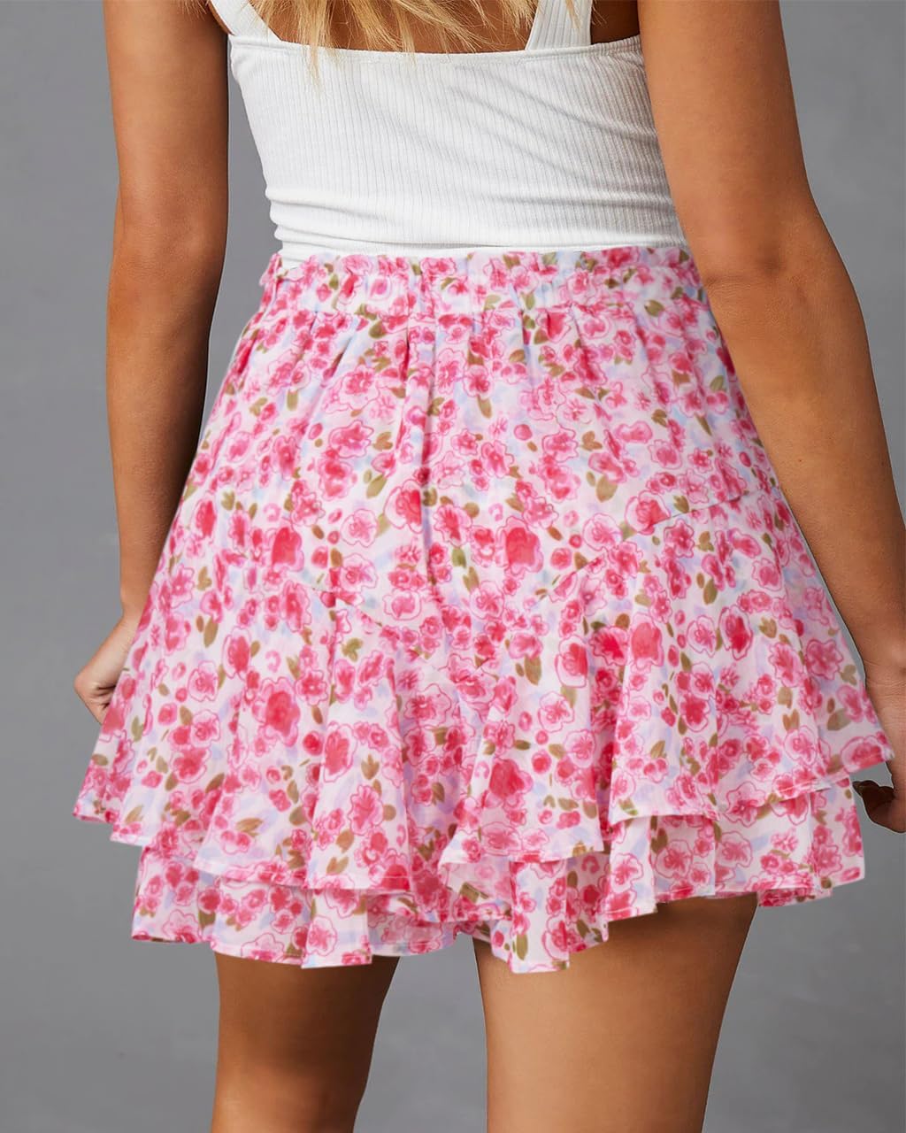 Flowy Shorts for Women Casual Boho Floral Skorts Ruffle Mini Skirts Running Tennis Butterfly Chiffon Shorts - Image 2