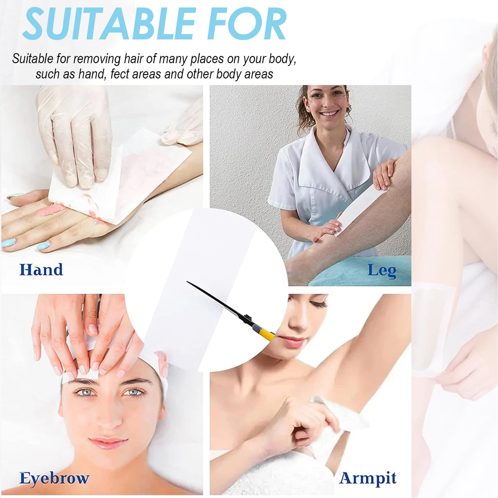 Ande di carta per depilazione con cera, strisce di cera depilatoria, fasce di cera non tessute per depilazione corpo viso, non tessuto Epilatore carta cerata