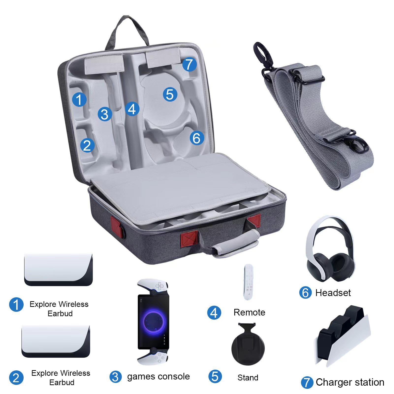 Custodia per PS5 Slim Console Dock Grip per PlayStation Portal Console, Borsa da viaggio con tracolla Accessori per console, custodia di capacità superiore (Nero)