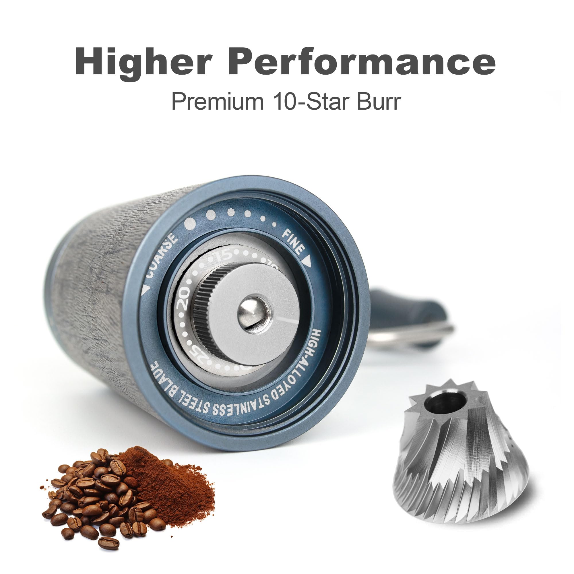 manuelle Kaffeebohnenmühle, professionelle kleine kaffeemühle manuell, mit 90 einstellbaren Einstellungen, verbesserte 10-Sterne-Mahlscheibe für French Press, Pour-Over