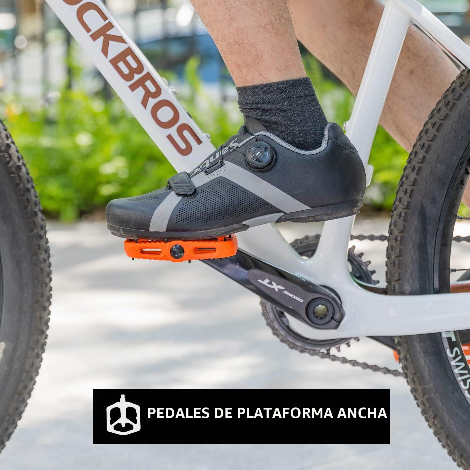 ROCKBROS Pedales Bicicleta, Pedales de Nylon para MTB BMX Bicicleta Carretera, Plataforma Grande Antideslizantes Ligeros, 9/16 Pulgadas