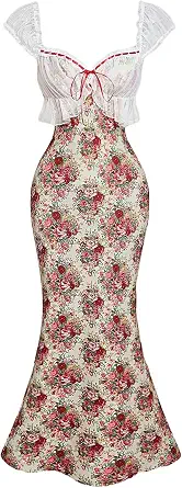 Gorglitter Women's Sweetheart Neckline Wedding Guest Maxi Dress