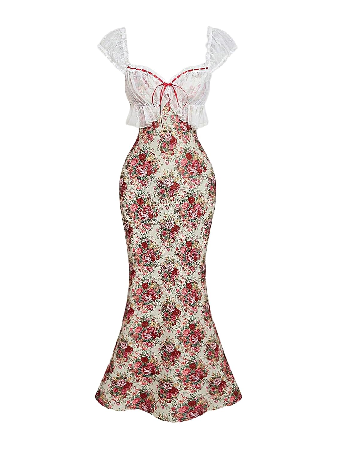 GORGLITTER Women's Lace Floral Tea Party Vintage Maxi Dress Summer Graduation Cocktail Wedding Guest Fishtail Sundress - Review, Price and Buying Guide